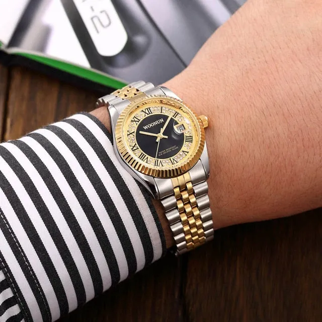Classic Men Watches Mens Watches Top Brand Luxury Stainless Steel Men's Watches Green Dial Diamond Watches Gold Watches Men