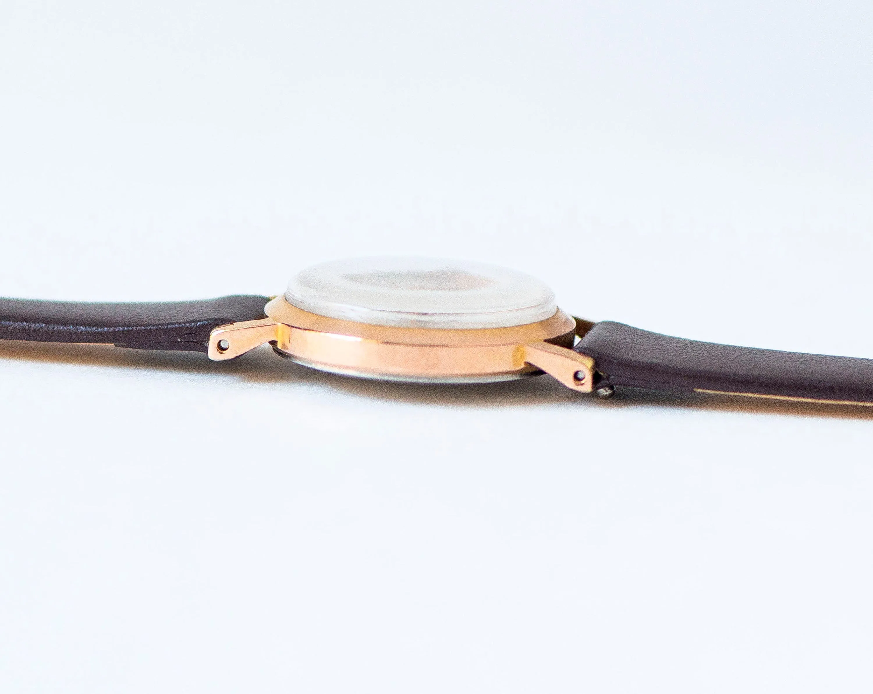 Classic women watch vintage Dawn, simple lady wristwatch gold plated, minimalist women's watch retro gift, new premium leather strap