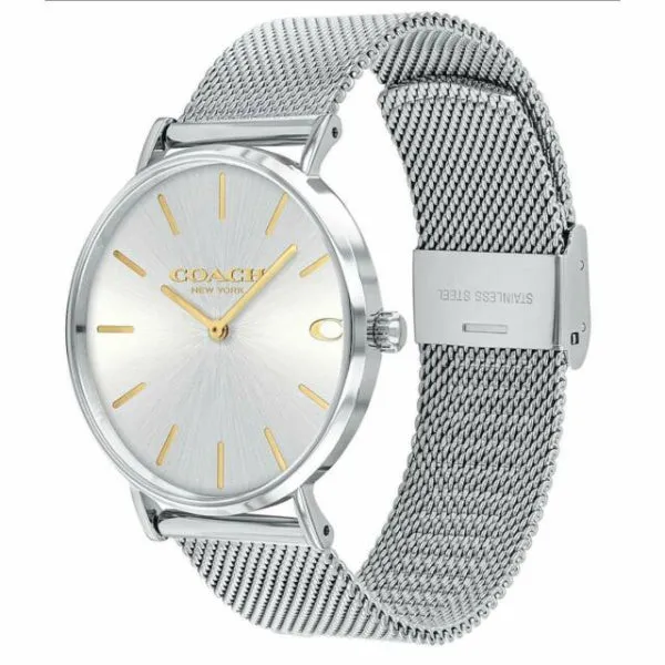 Coach Charles Silver Mesh Bracelet Silver Dial Quartz Watch for Gents - 14602439
