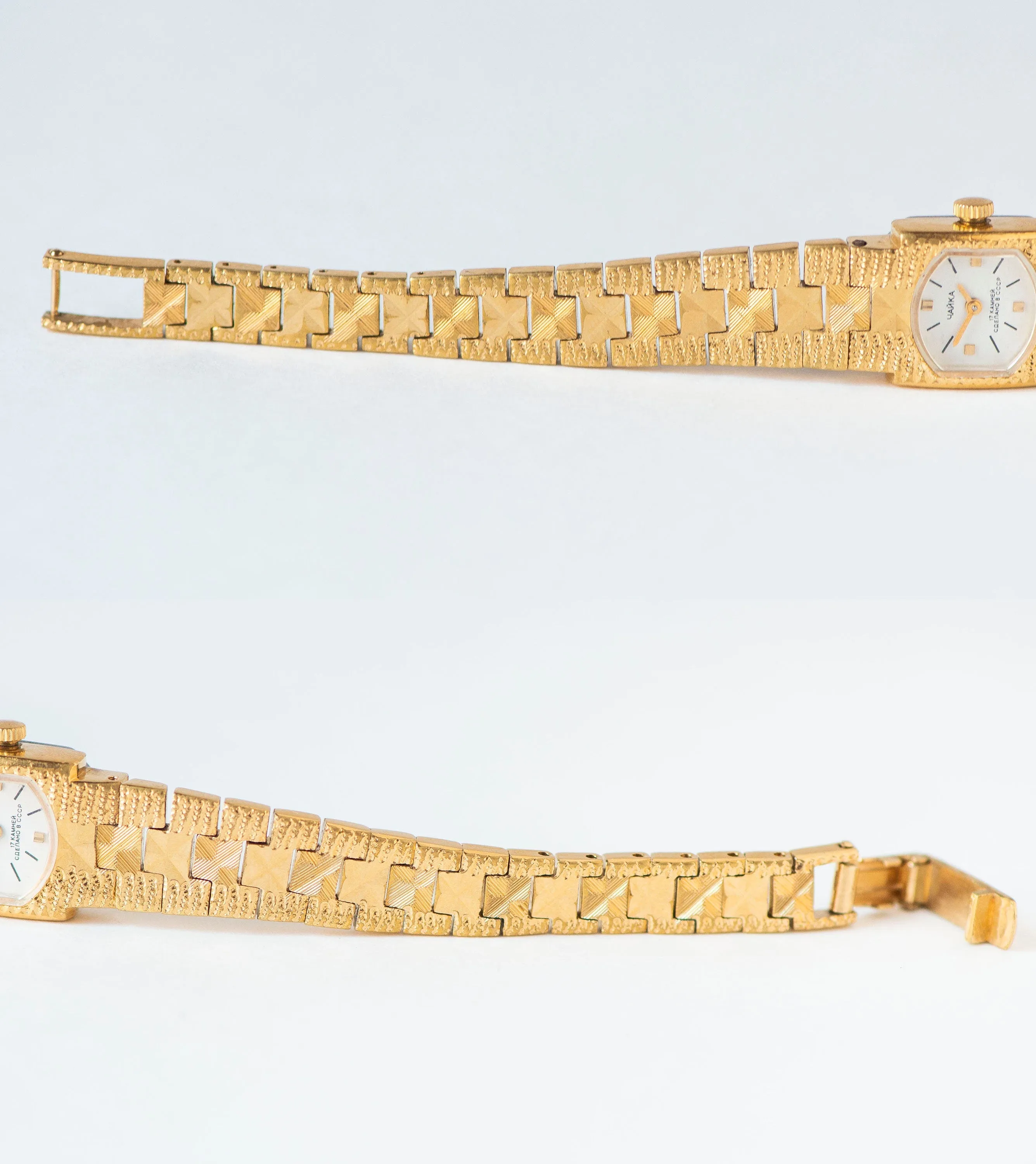 Cocktail watch bracelet for women gold plated case, posh bracelet lady wristwatch vintage dainty lady timepiece bangle Seagull delicate gift