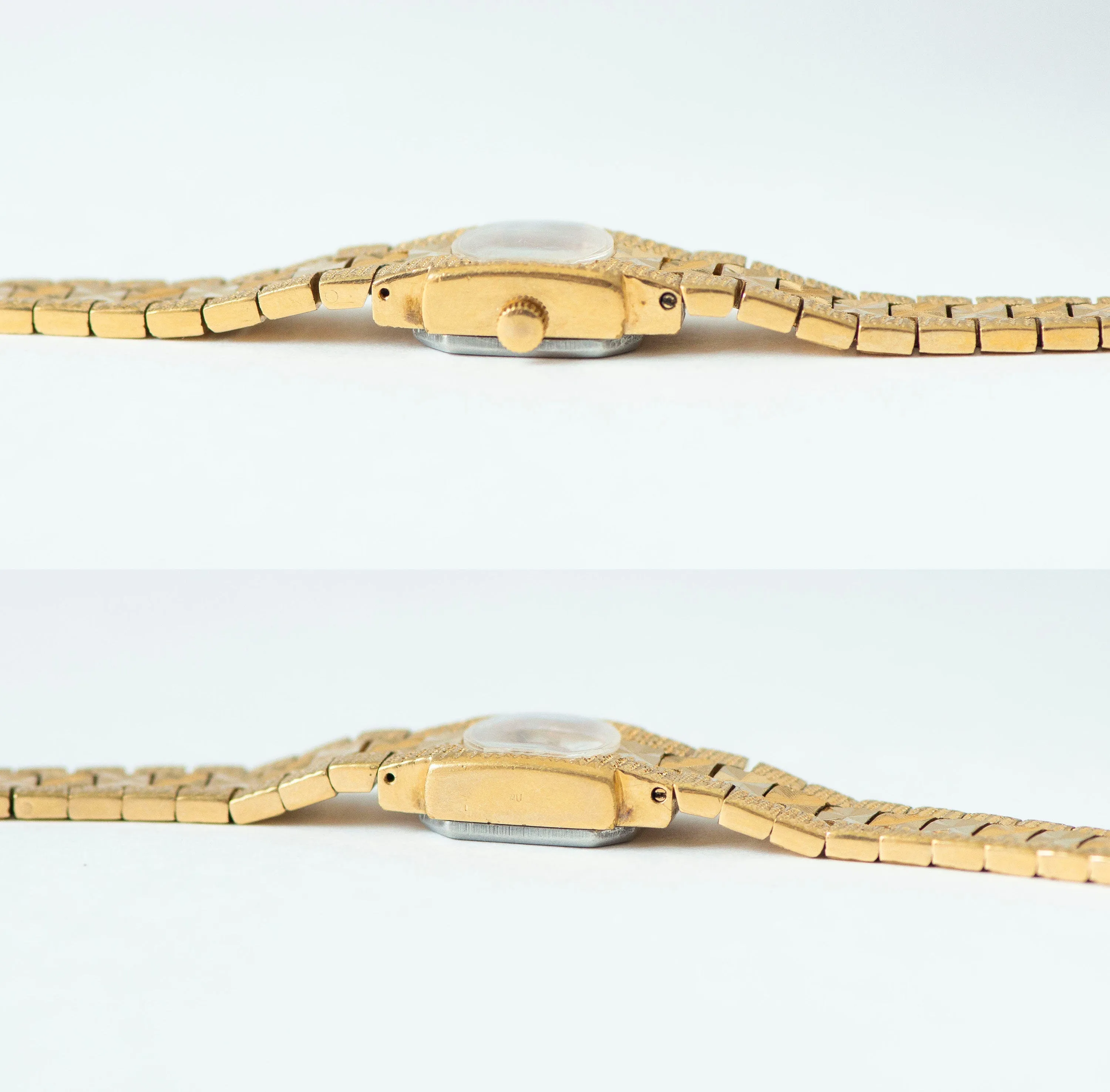 Cocktail watch bracelet for women gold plated case, posh bracelet lady wristwatch vintage dainty lady timepiece bangle Seagull delicate gift