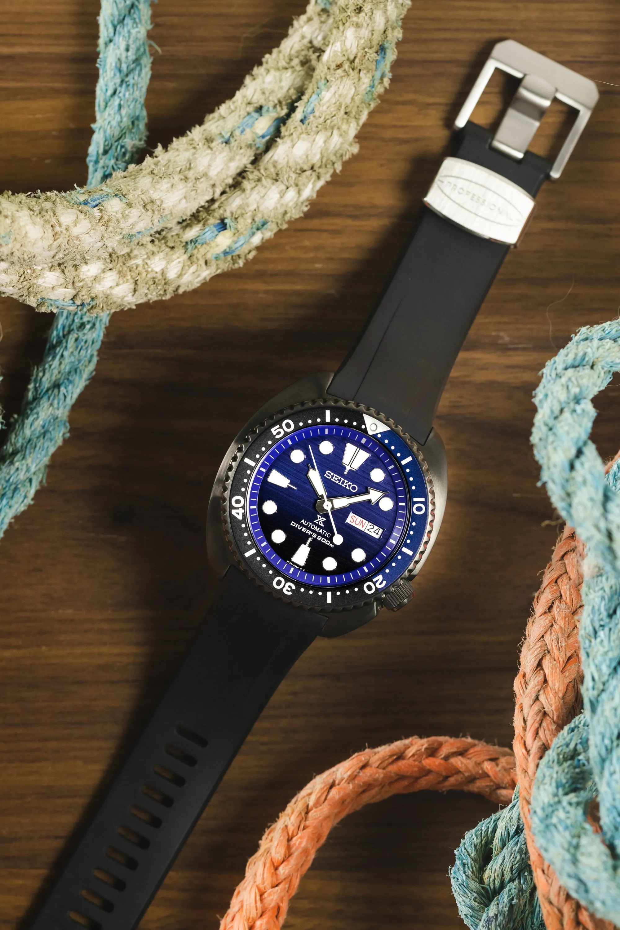 CRAFTER BLUE CB08 Rubber Watch Strap for Seiko "New" Turtle Series – BLACK
