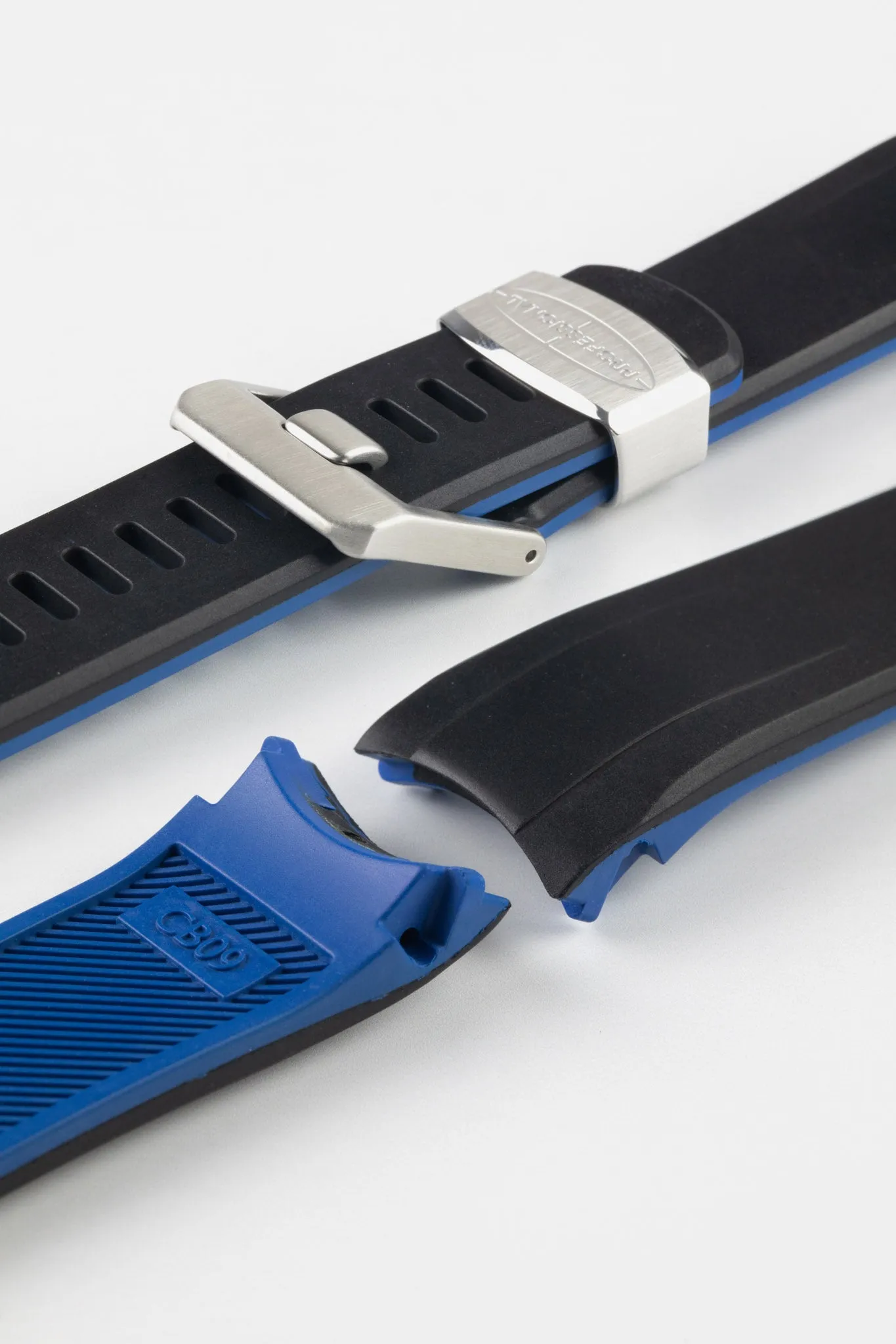 CRAFTER BLUE CB09 Rubber Watch Strap for Seiko "New" Samurai Series – BLACK & BLUE