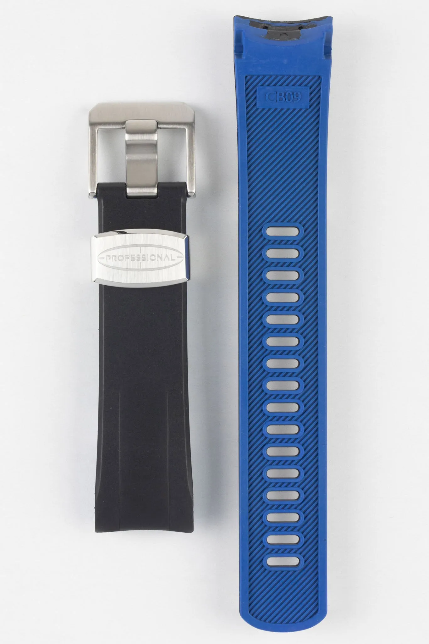 CRAFTER BLUE CB09 Rubber Watch Strap for Seiko "New" Samurai Series – BLACK & BLUE