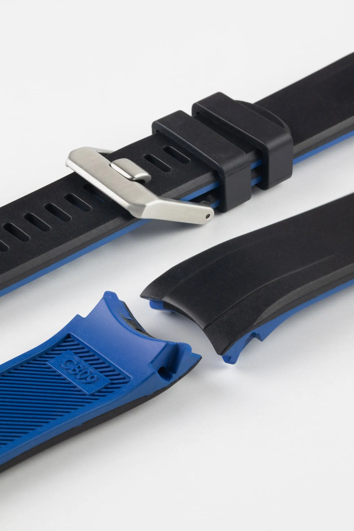 CRAFTER BLUE CB09 Rubber Watch Strap for Seiko "New" Samurai Series – BLACK & BLUE