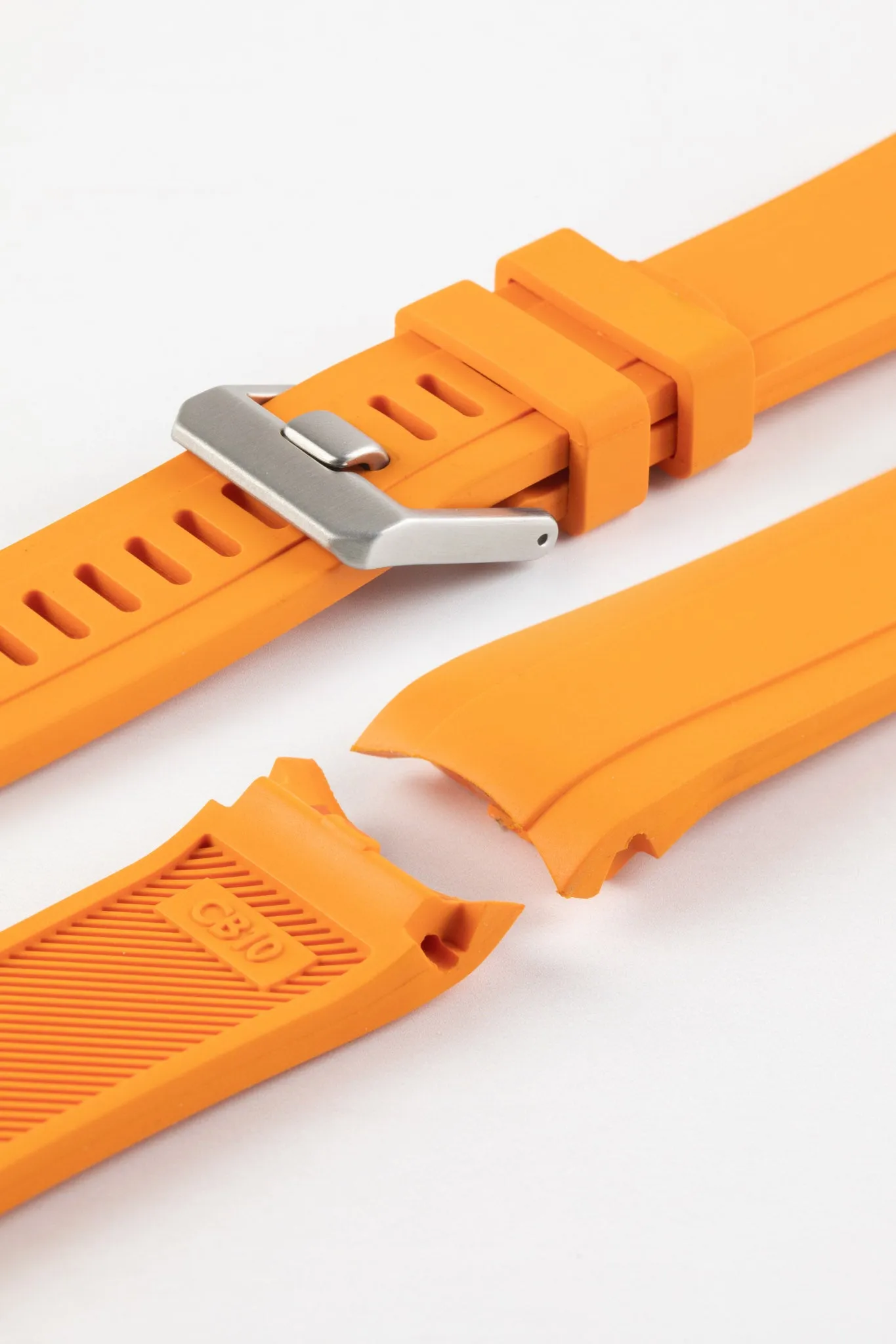 CRAFTER BLUE CB10 Rubber Watch Strap for Seiko 5 Sports Series – ORANGE with Rubber & Steel Keepers
