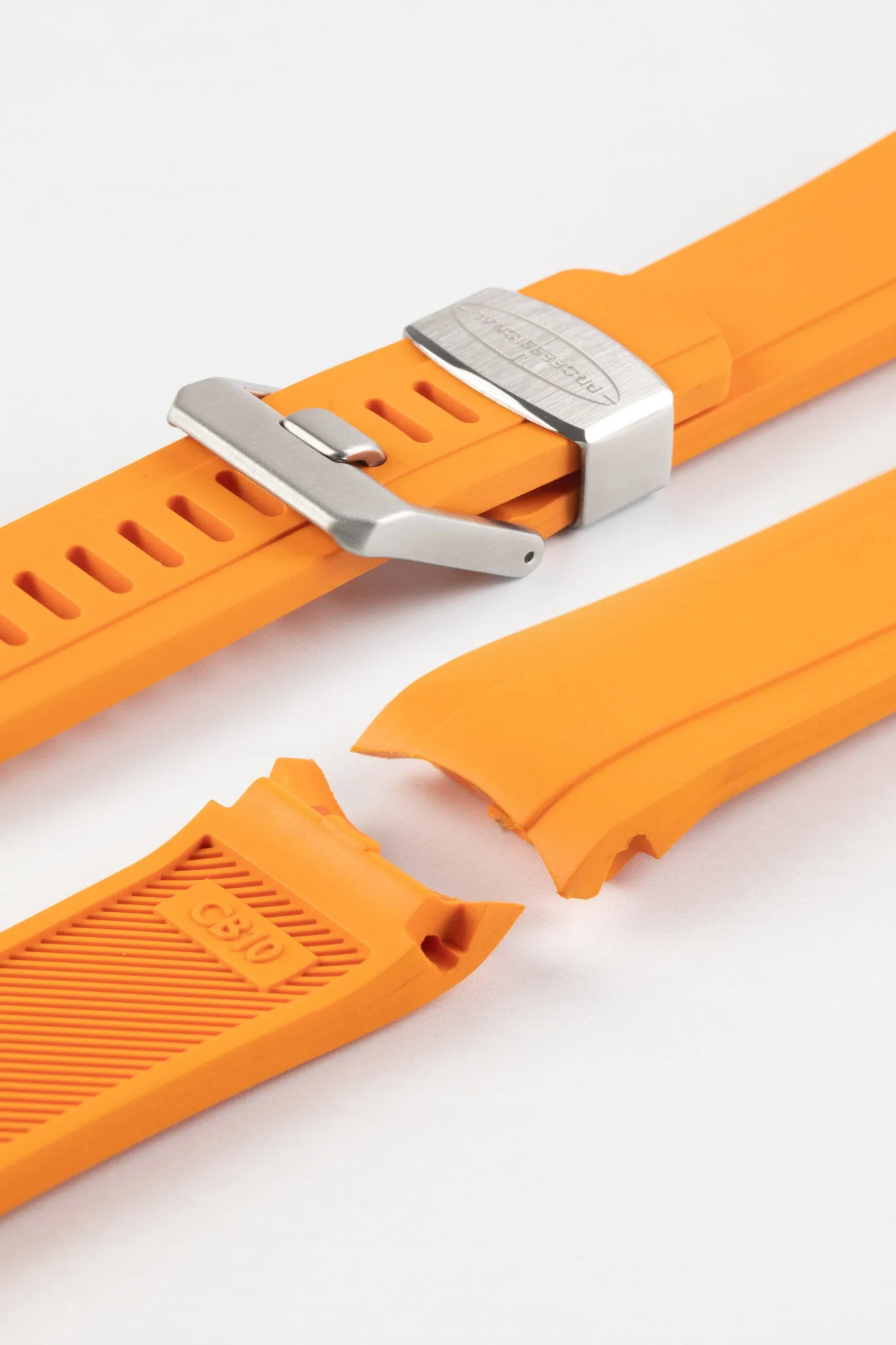 CRAFTER BLUE CB10 Rubber Watch Strap for Seiko 5 Sports Series – ORANGE with Rubber & Steel Keepers