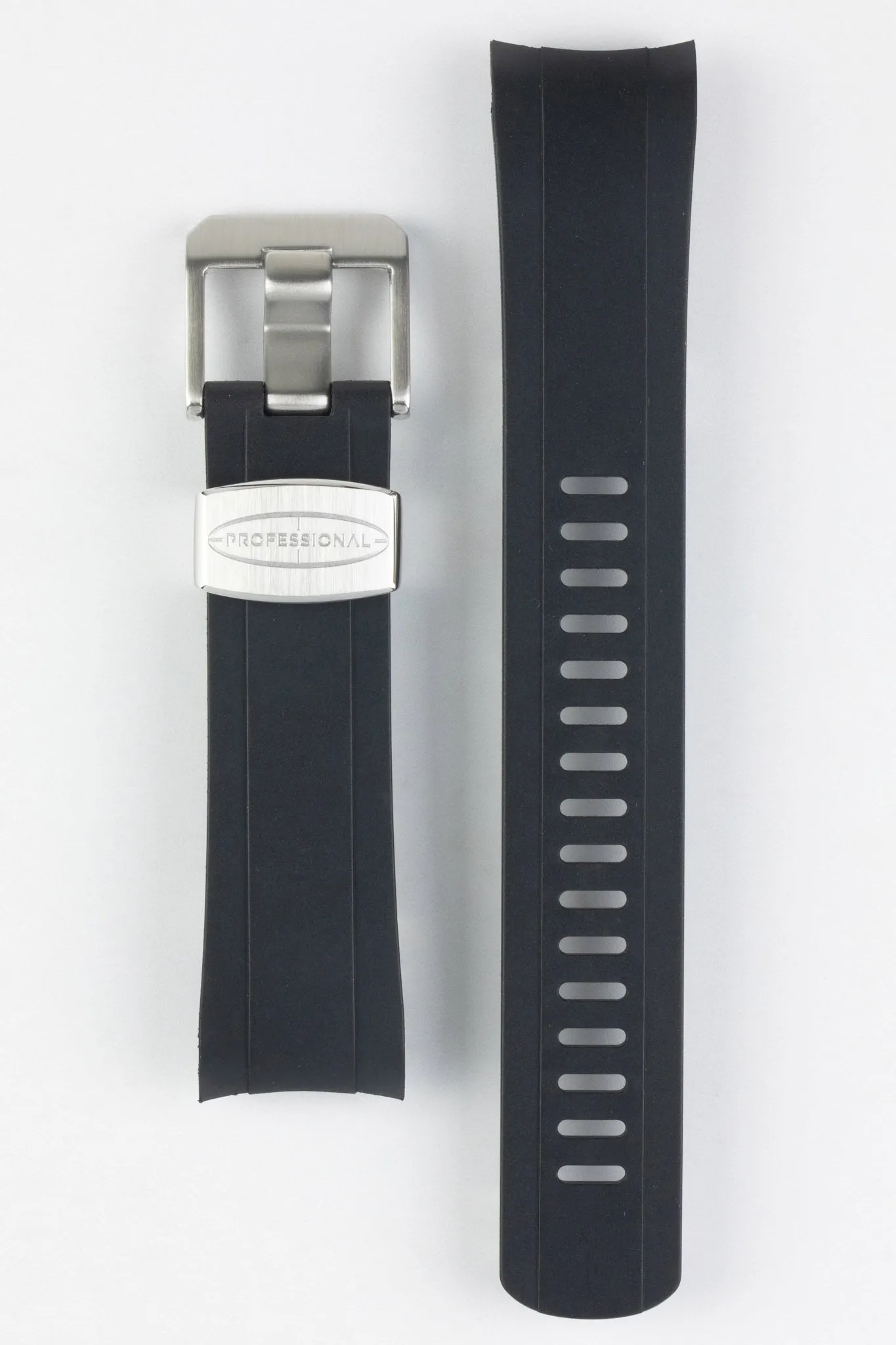 CRAFTER BLUE CB10 Rubber Watch Strap for Seiko SKX Series – BLACK with Rubber & Steel Keepers