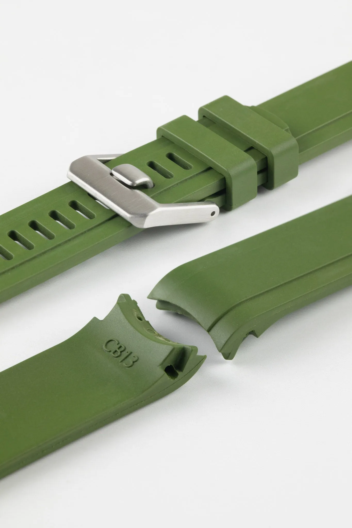CRAFTER BLUE CB13 Rubber Watch Strap for Seiko Mini Turtle Series – GREEN with Rubber Keepers
