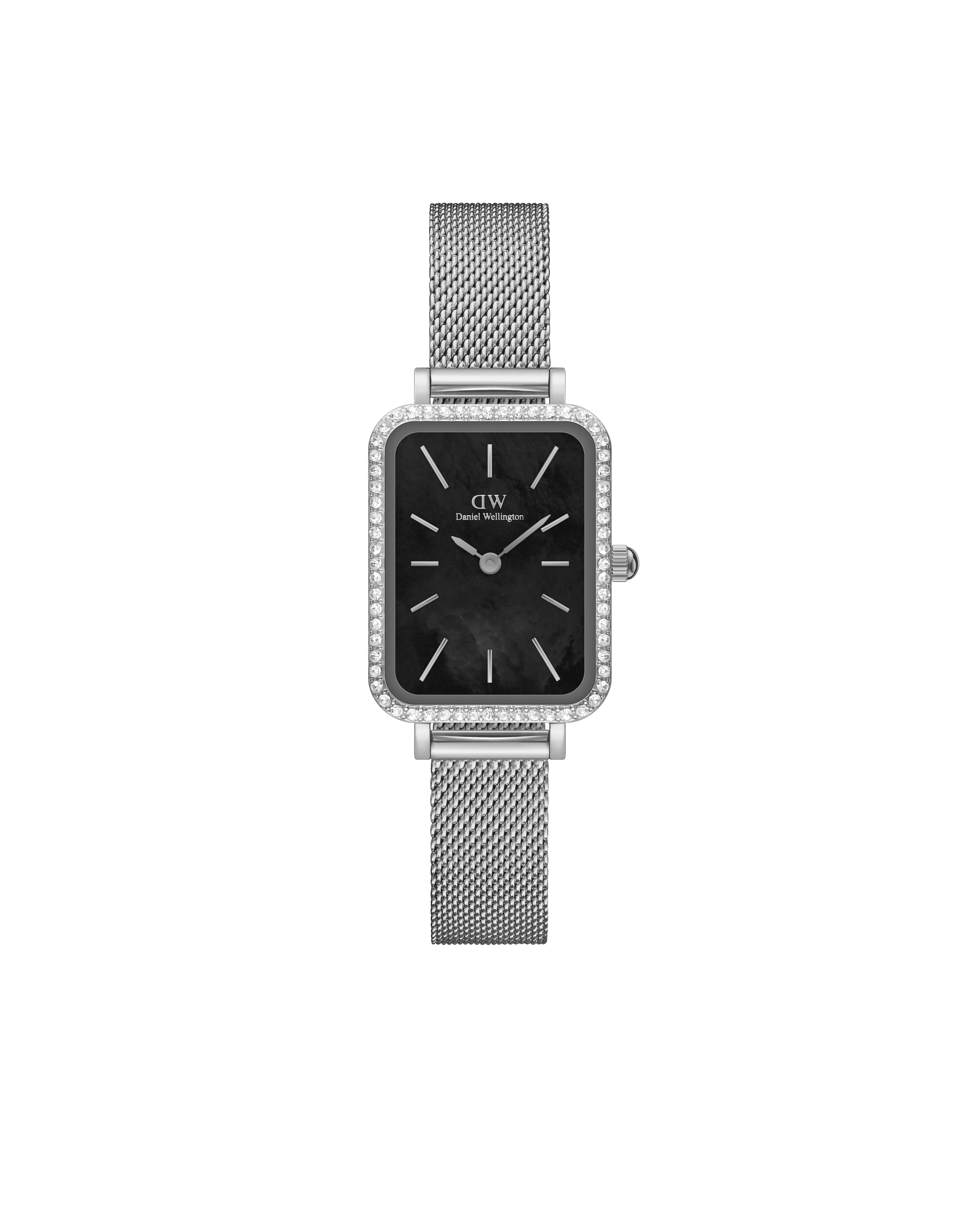 Daniel Wellington Quadro 20x26 Bezel Mesh Black Mother of Pearl Silver Watch