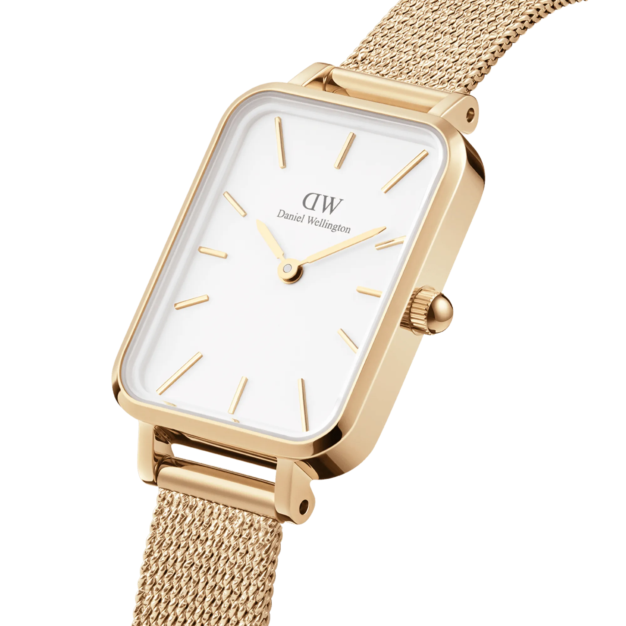 Daniel Wellington Quadro 20X26 Pressed Evergold Gold & White Watch