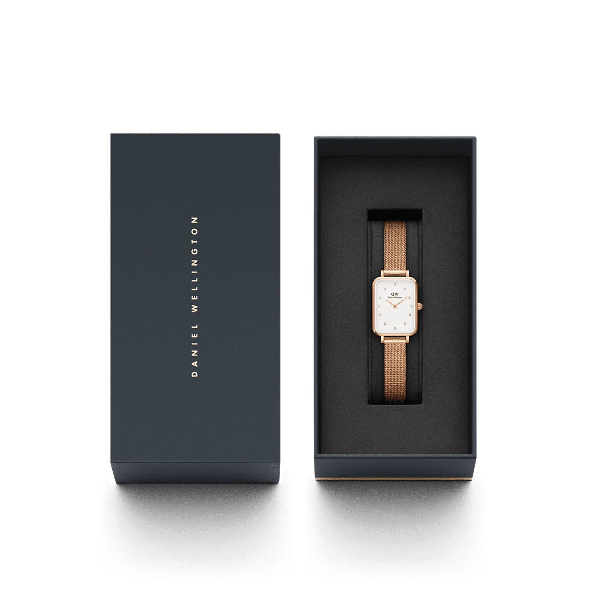 Daniel Wellington Quadro 20X26 Pressed Melrose Lumine Rose Gold & White Watch
