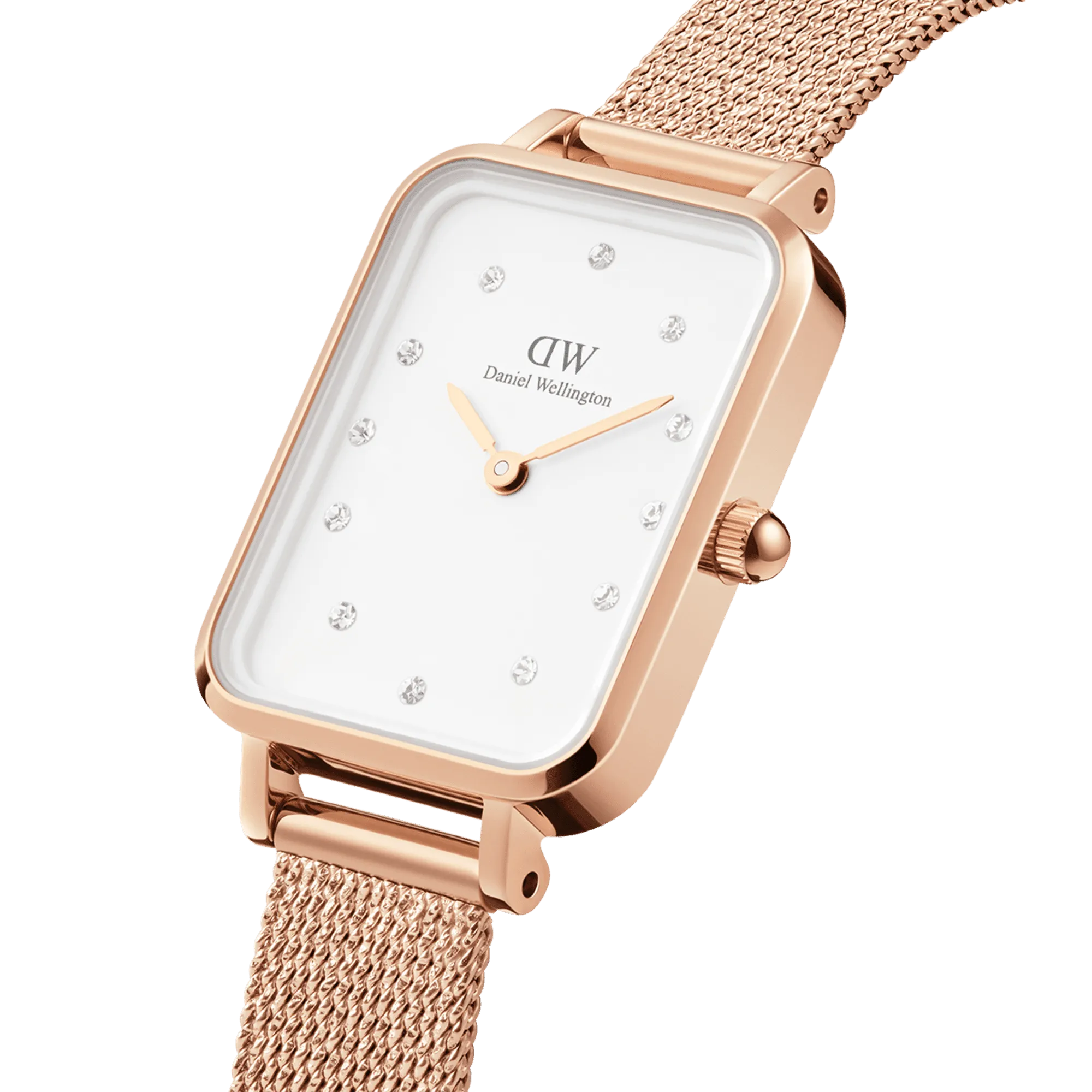 Daniel Wellington Quadro 20X26 Pressed Melrose Lumine Rose Gold & White Watch