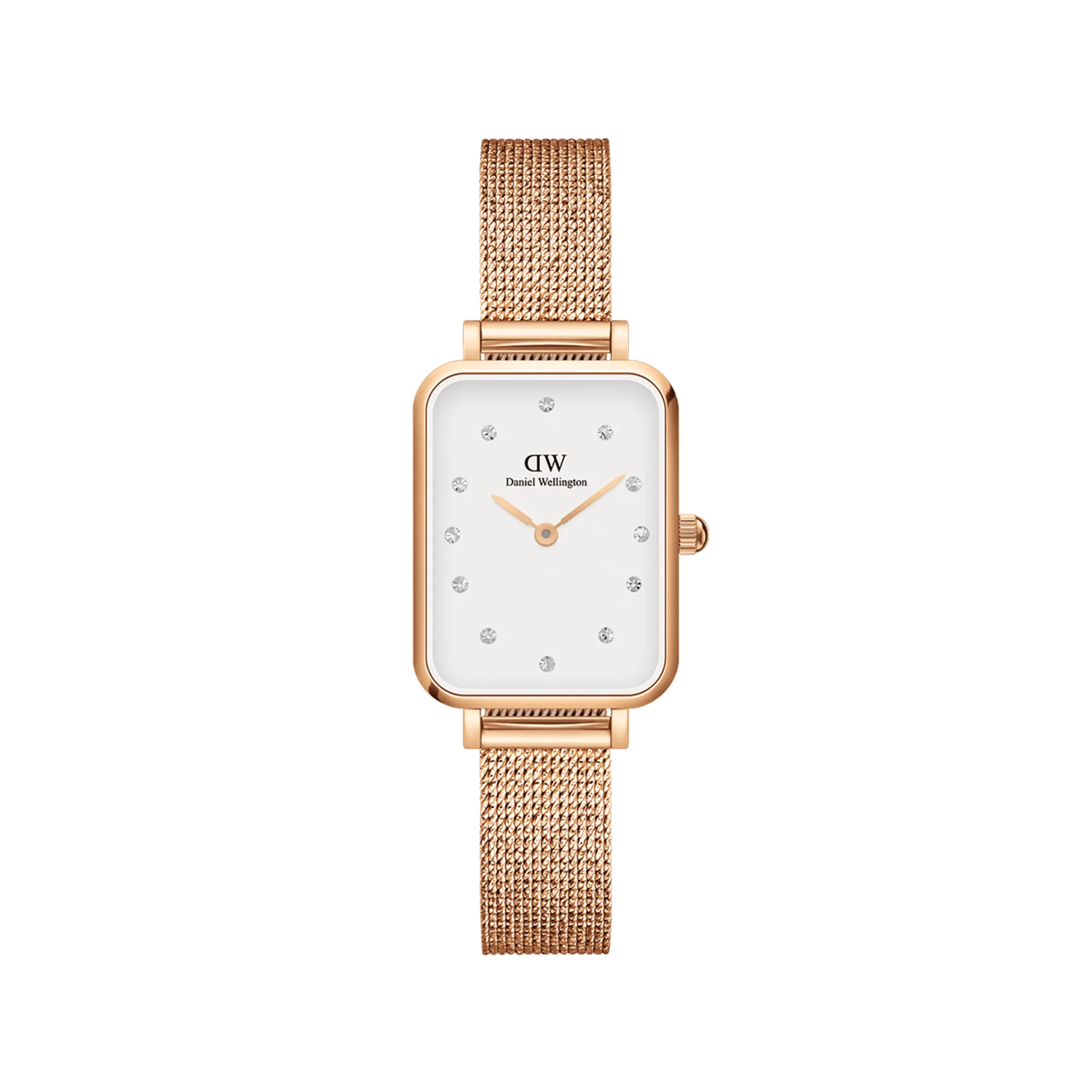 Daniel Wellington Quadro 20X26 Pressed Melrose Lumine Rose Gold & White Watch