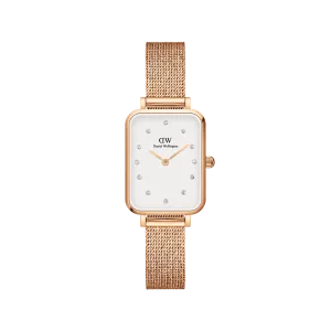 Daniel Wellington Quadro 20X26 Pressed Melrose Lumine Rose Gold & White Watch