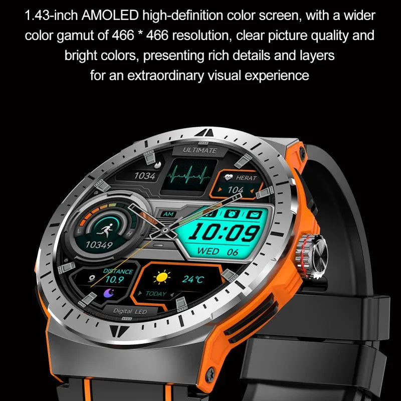 DaTeoy RuggedTrail - 1.43" AMOLED Display, Bluetooth Call, 24/7 Health Monitoring, Multi-Sport Modes, IP68 Waterproof, 7 Days Long Battery Life