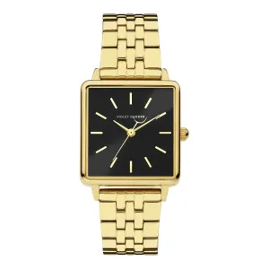 Dawn Base square ladies watch gold coloured and black