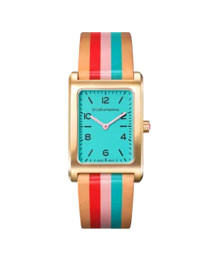 Daybreak Watch in Aqua, Red and Pink