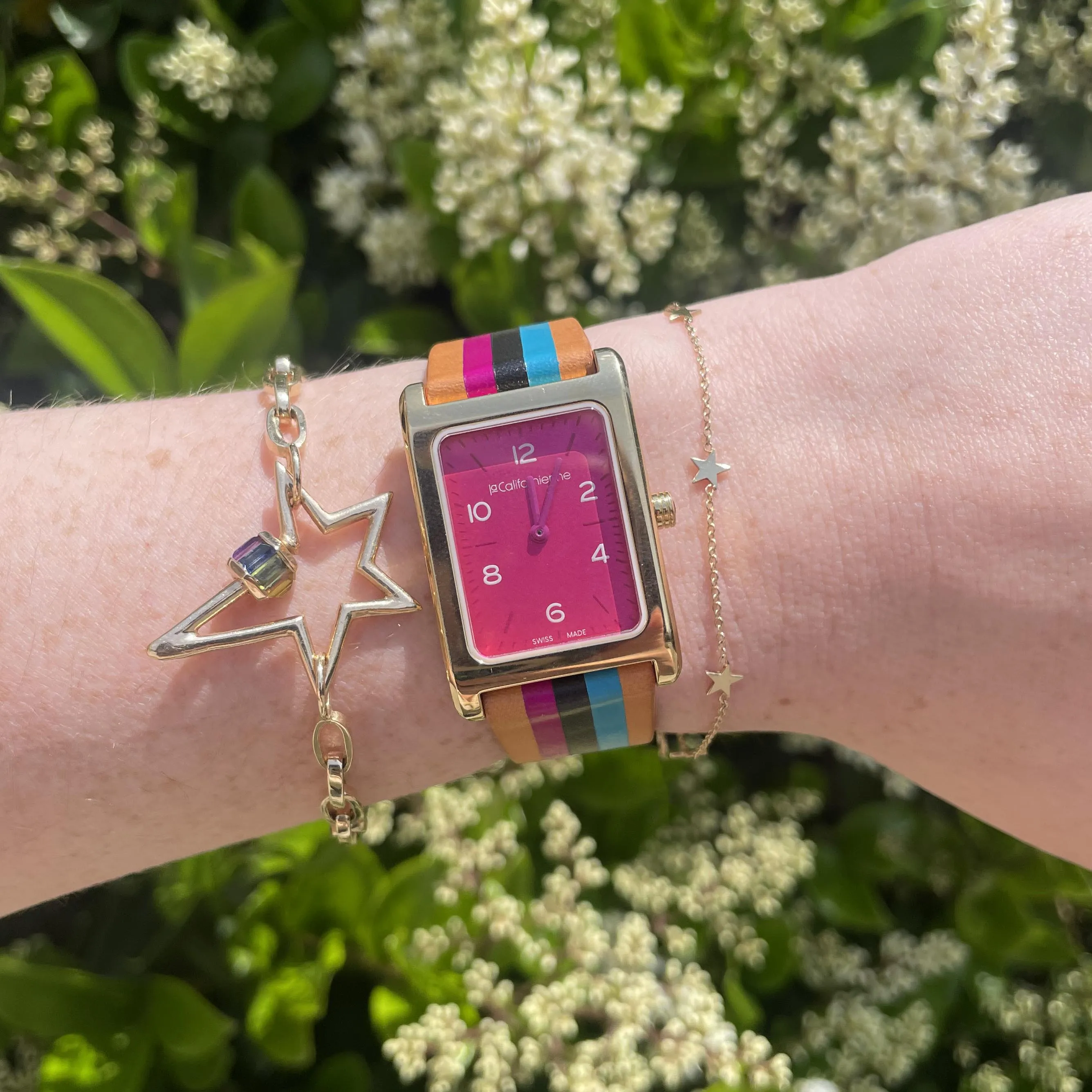 Daybreak Watch in Fuchsia, Teal and Black