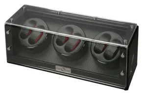 Diplomat Black Wood Six Watch Winder with Carbon Fiber Interior