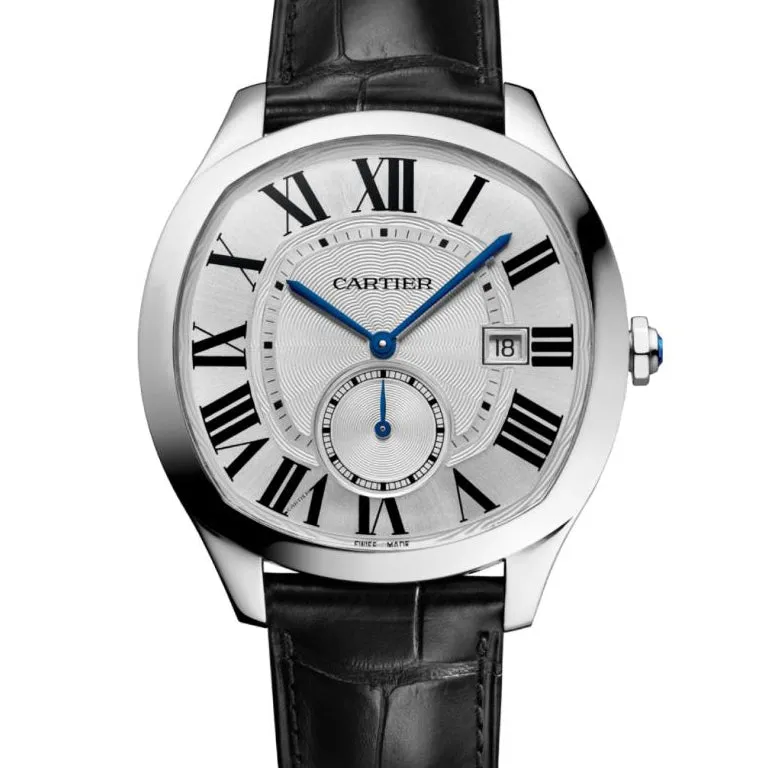 Drive de Cartier Steel Watch with Leather Strap