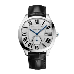 Drive de Cartier Steel Watch with Leather Strap