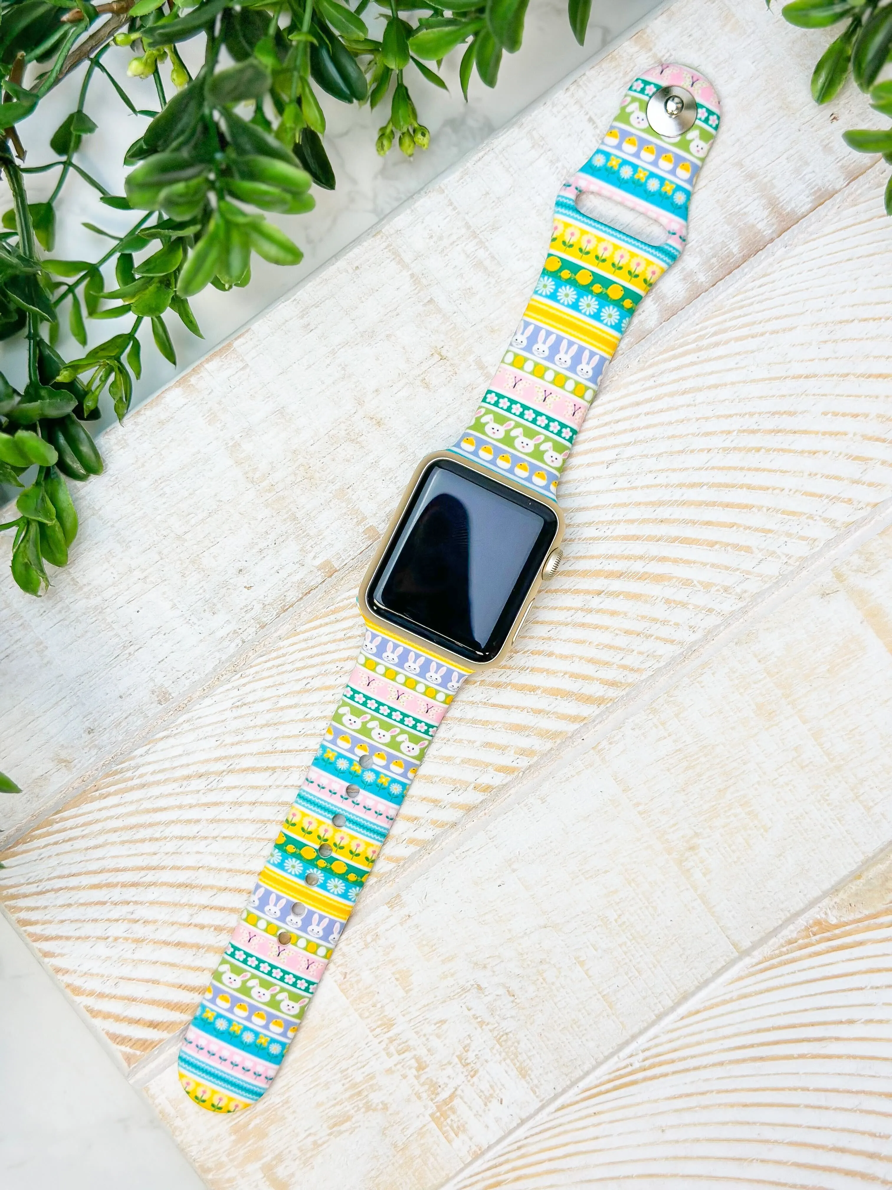 Easter Stripe Silicone Smart Watchband