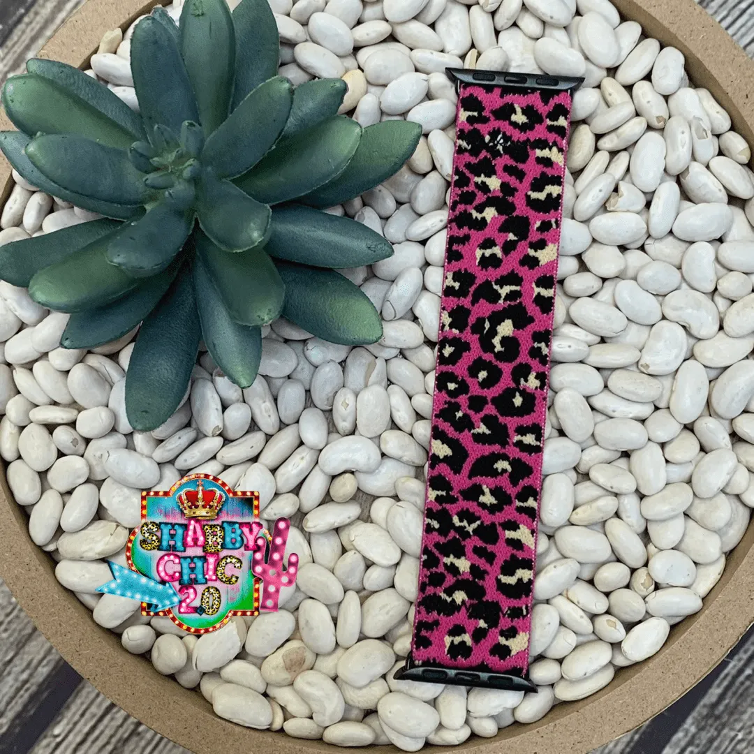 Elastic Pink Animal Print Print Watchbands