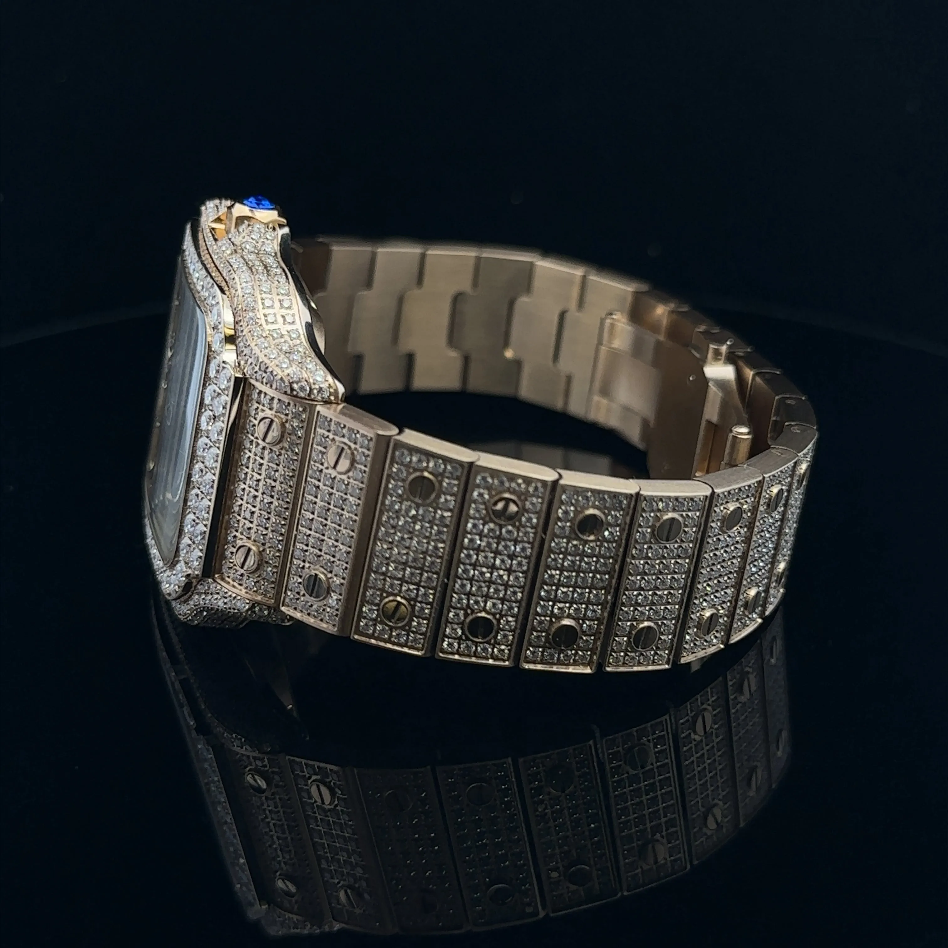ENGIMA STEEL YELLOW GOLD MOISSANITE WATCH ICED OUT I 590062