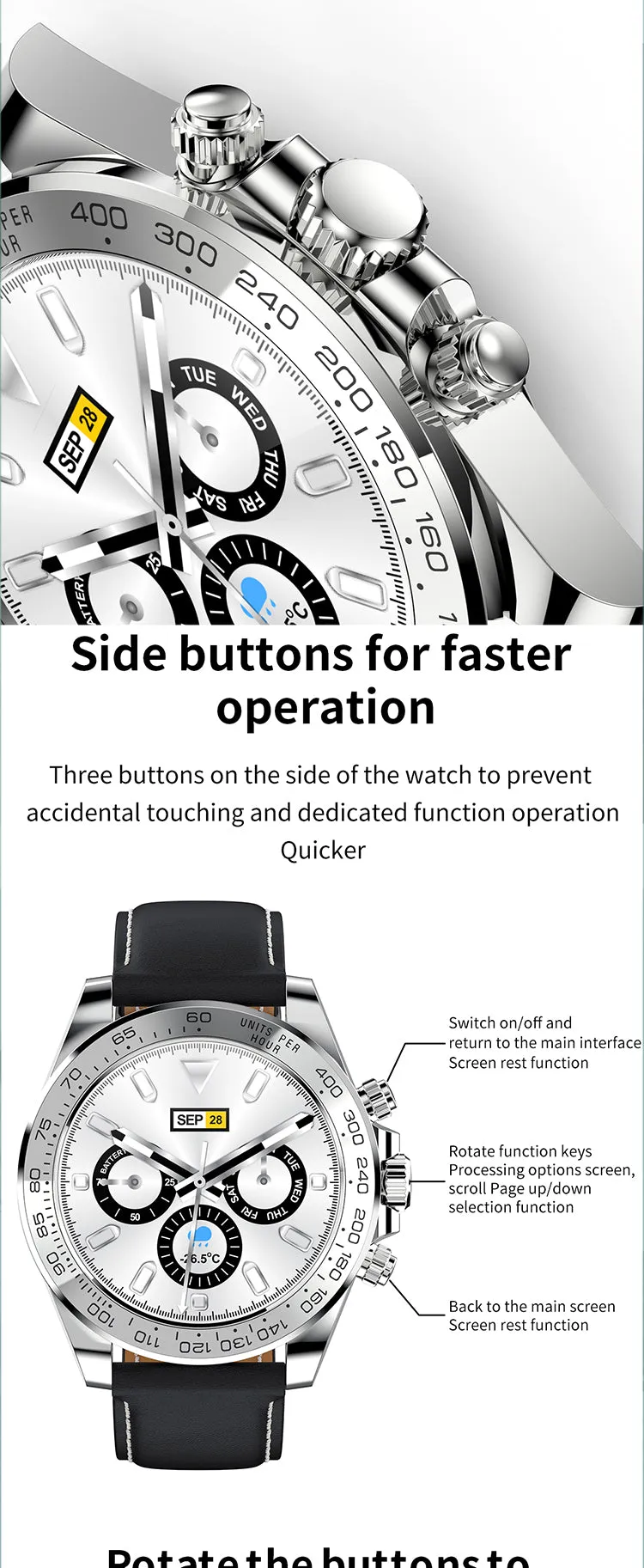 Fashion Luxury Men'S Business Sports Steel Smart Watch-Waterproof Ip68 Wrist-watch