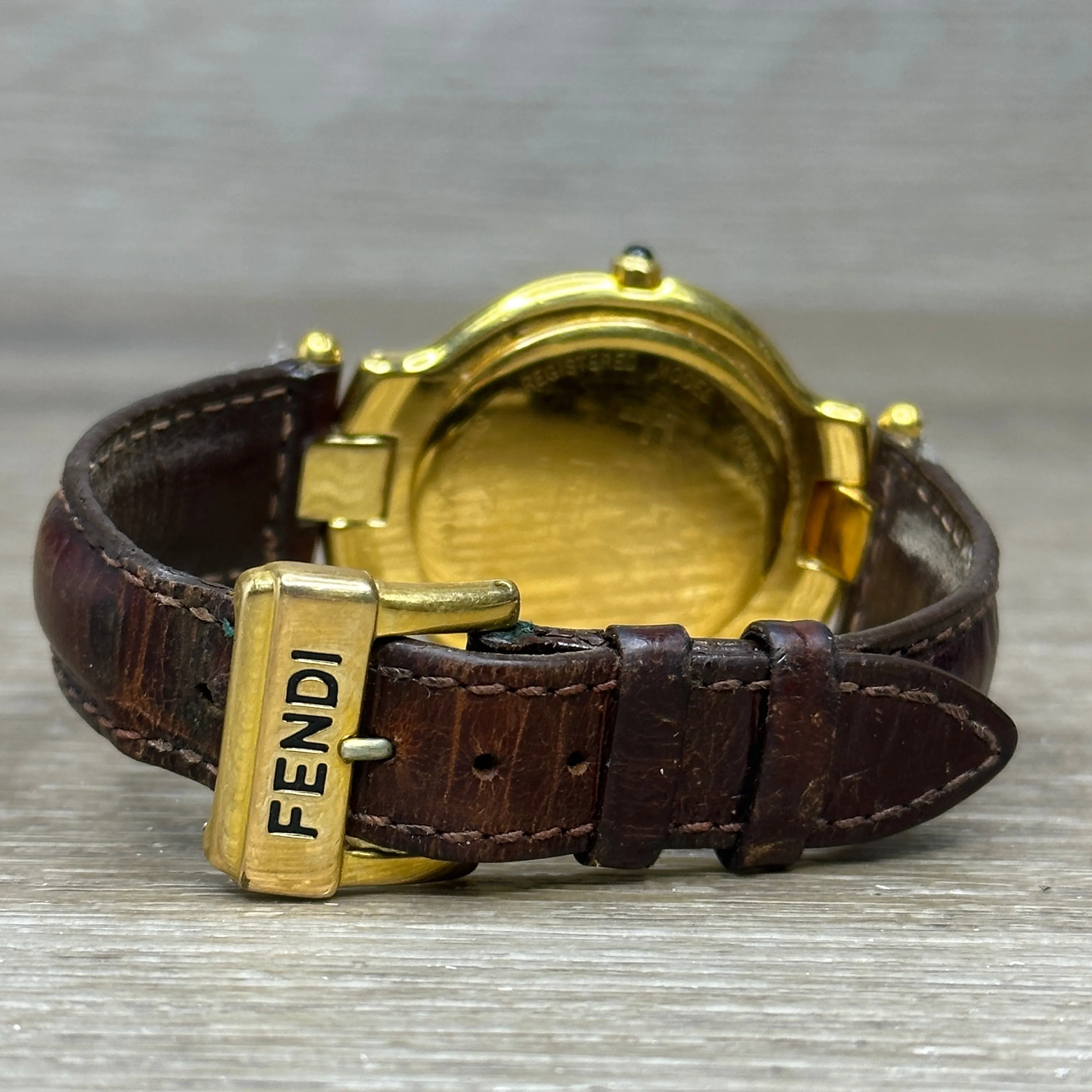 Fendi 900G Watch - Gold Dial, Brown Band