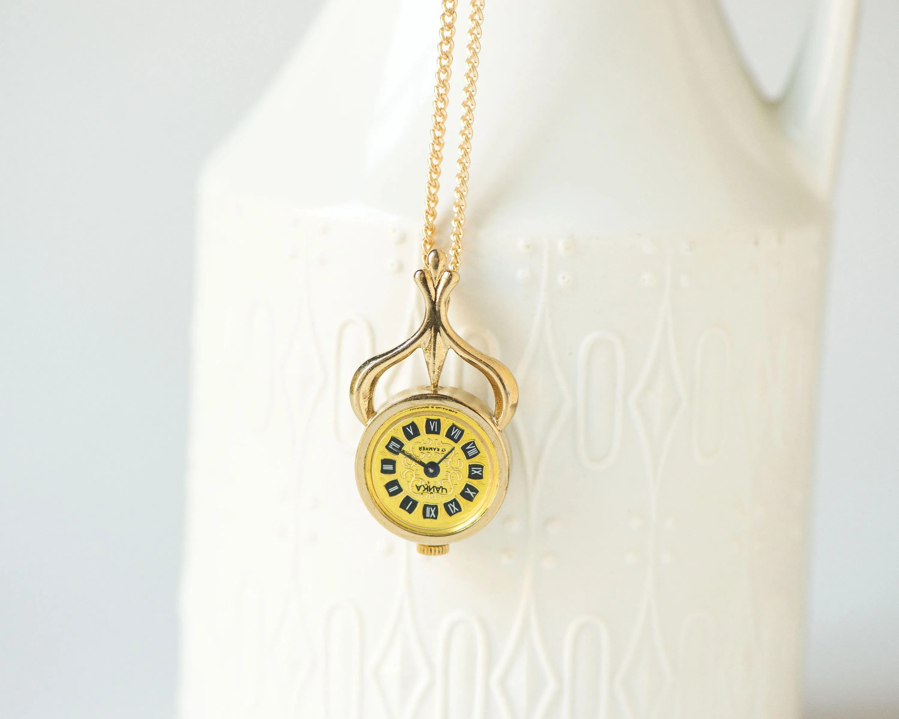 Flowers case watch necklace Seagull, women's pendant watch unique, ornamented watch pendant gold plated, rare design fashion pendant gift