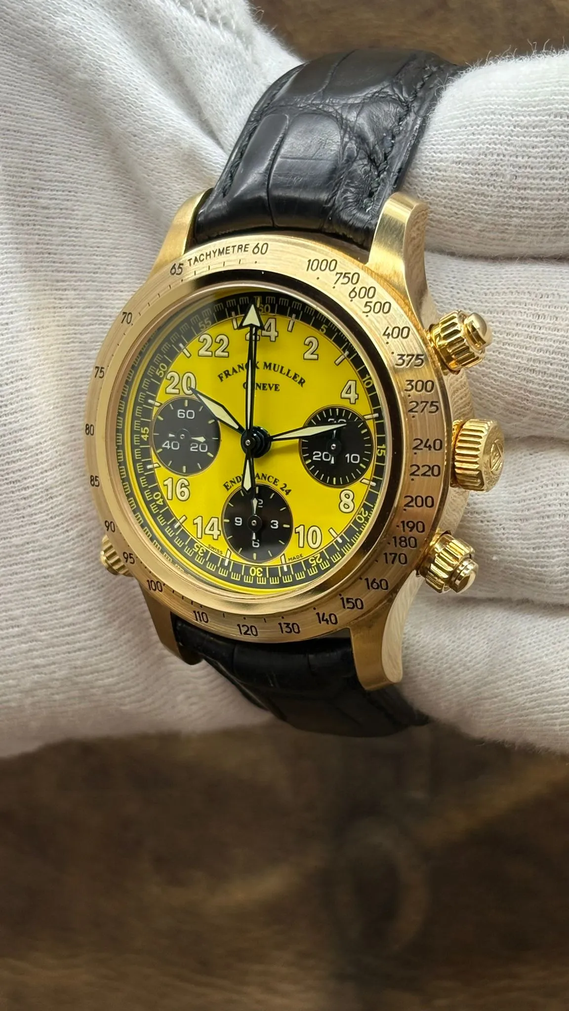 Franck Muller Rattrapante 18K Rose Gold L.E 25pcs Endurance 24 Yellow Panda Dial Automatic Men's Watch