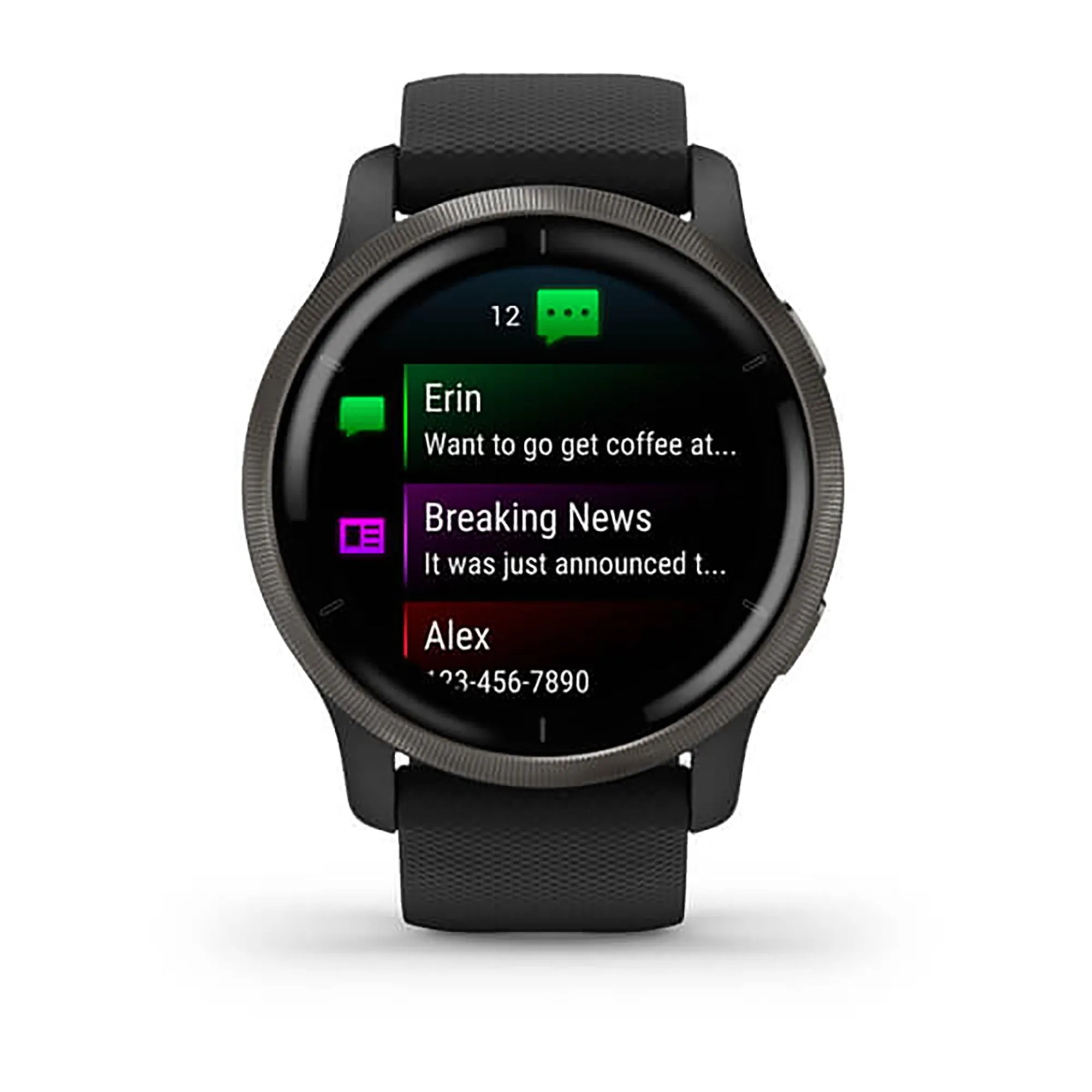 Garmin Venu 2 S Silicone Black Strap Full Color Display Dial Watch - 010-02430-11