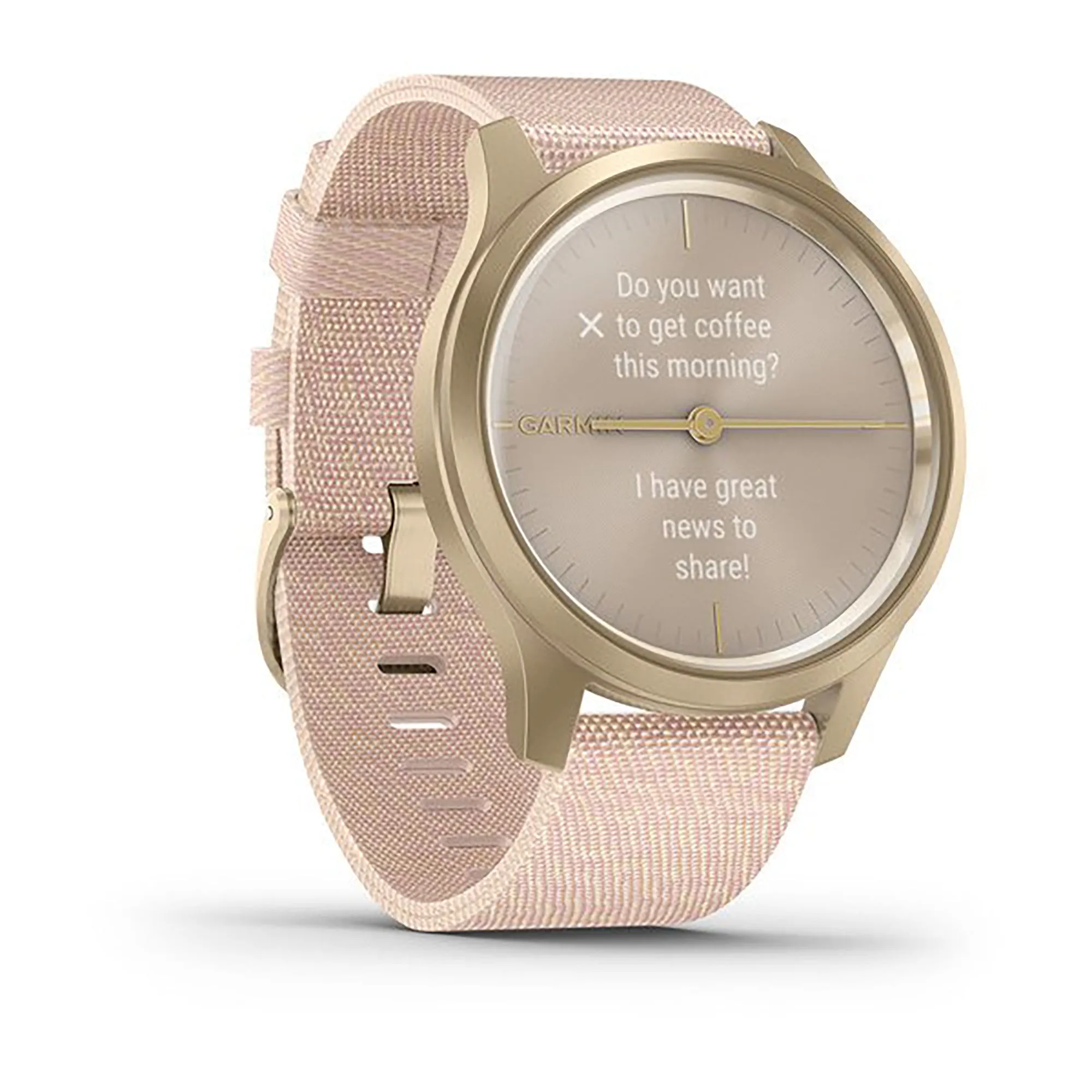Garmin Vivimove Style Nylon Blush Pink Strap Full Color Display Dial Watch - 010-02240-22