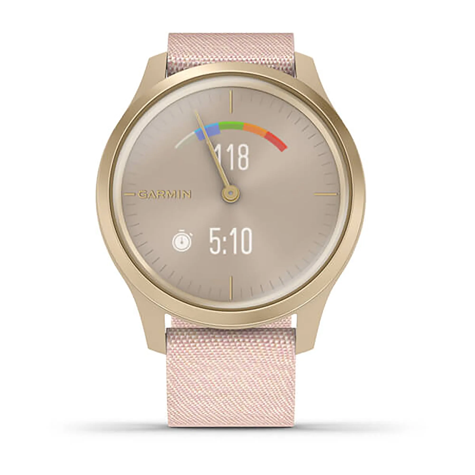 Garmin Vivimove Style Nylon Blush Pink Strap Full Color Display Dial Watch - 010-02240-22