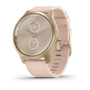 Garmin Vivimove Style Nylon Blush Pink Strap Full Color Display Dial Watch - 010-02240-22