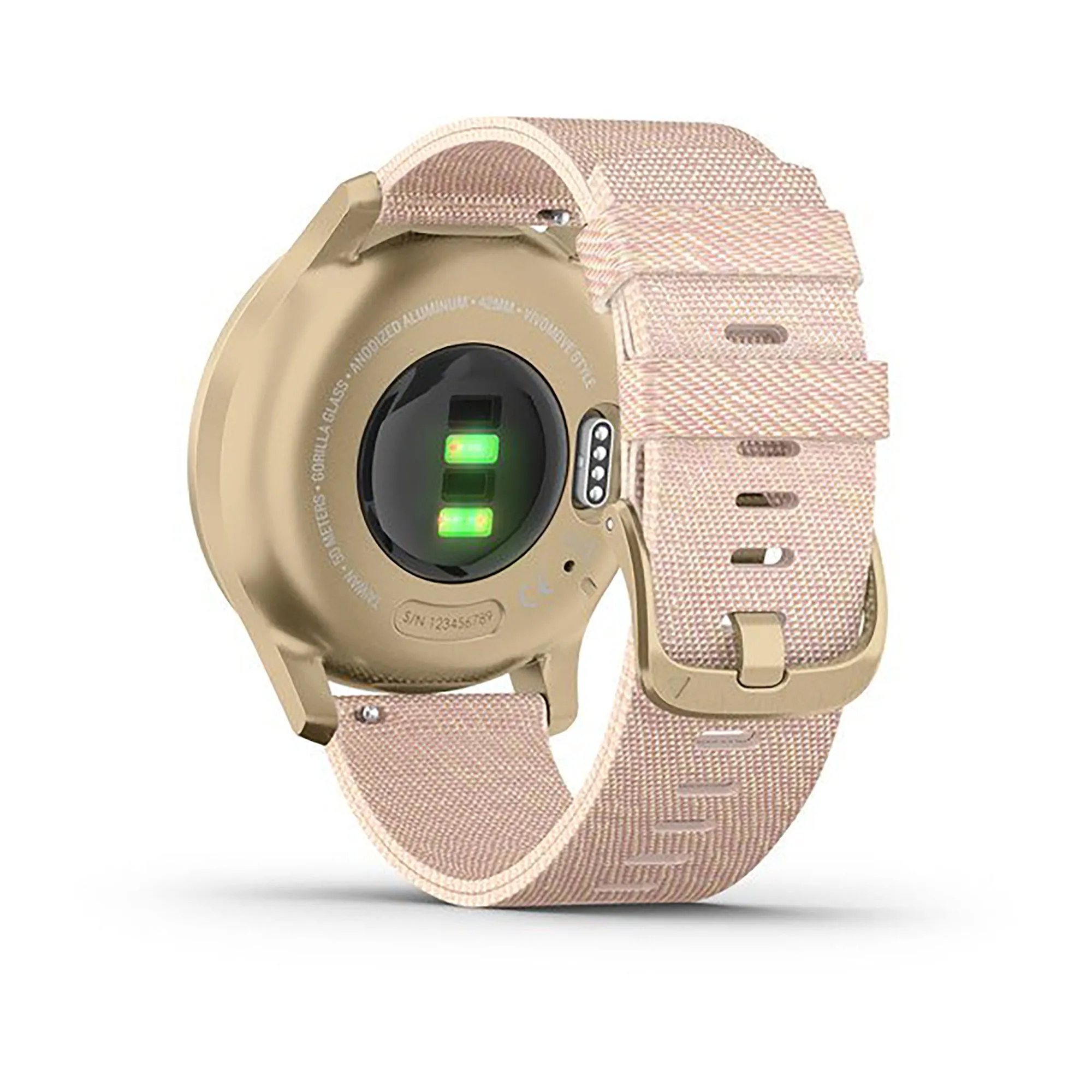 Garmin Vivimove Style Nylon Blush Pink Strap Full Color Display Dial Watch - 010-02240-22