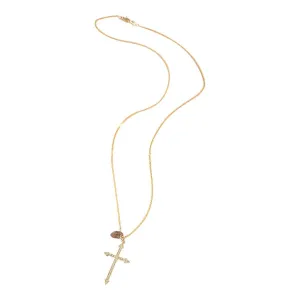 Gold Cross - 18-Karat Yellow Gold Dainty Diamond Cross - Cross of Golgotha