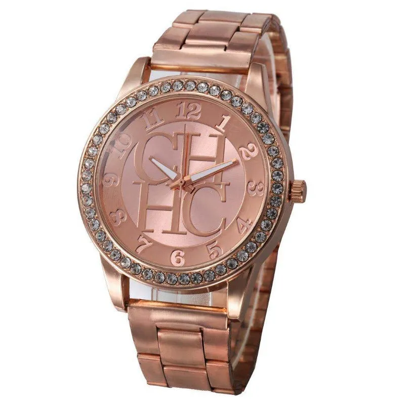 Gold Diamond Watch For Women Quartz Wrist  Jewelry