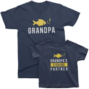 Grandpa and Grandpa's Fishing Partner - Matching T-Shirts for Grandpa and Grandchild