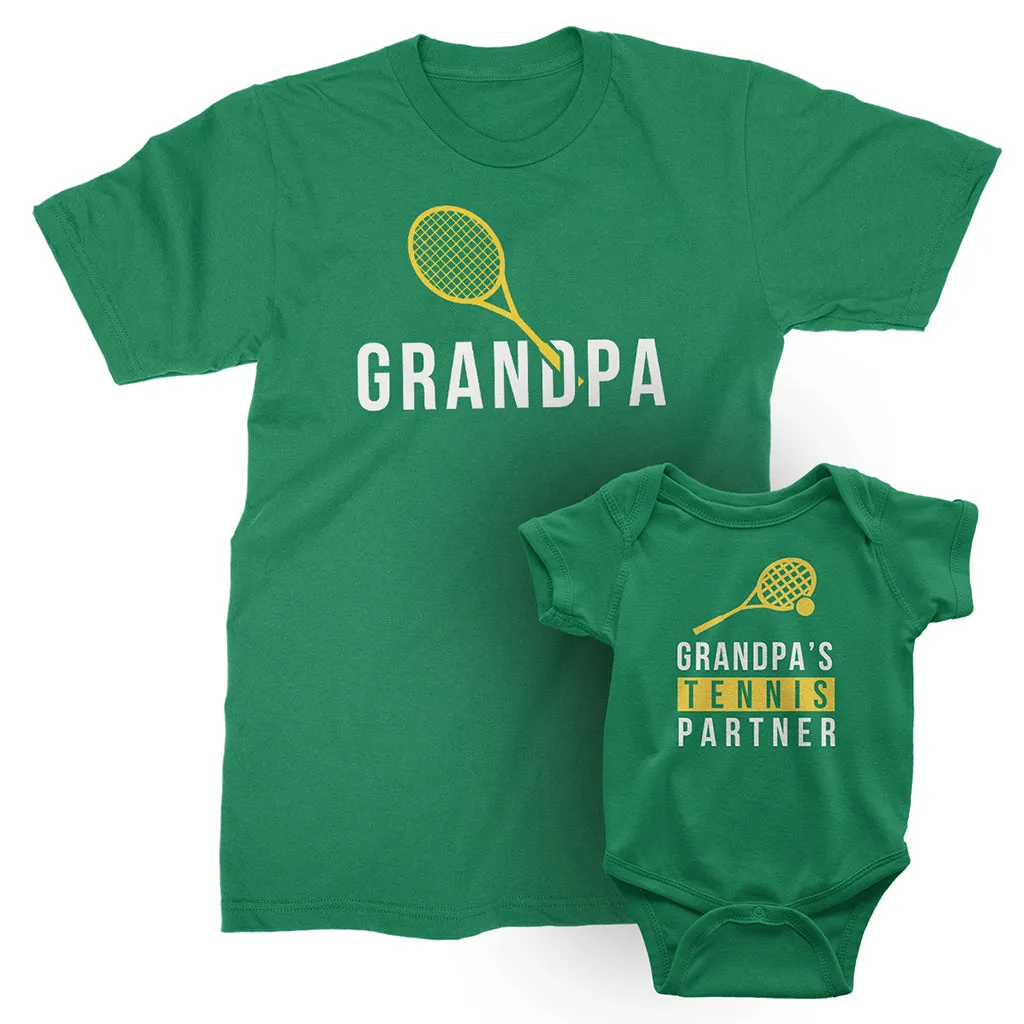Grandpa and Grandpa's Tennis Partner - Matching Tennis T-Shirts for Grandpa and Grandchild