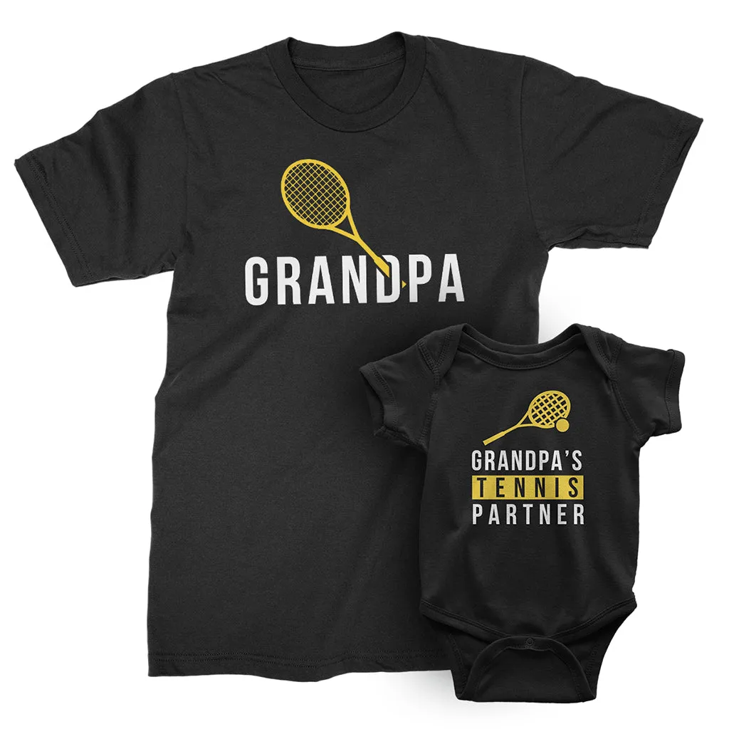 Grandpa and Grandpa's Tennis Partner - Matching Tennis T-Shirts for Grandpa and Grandchild