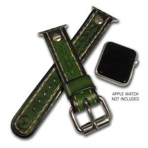Green Stressed Apple iWatch Straps with Stainless Hardware