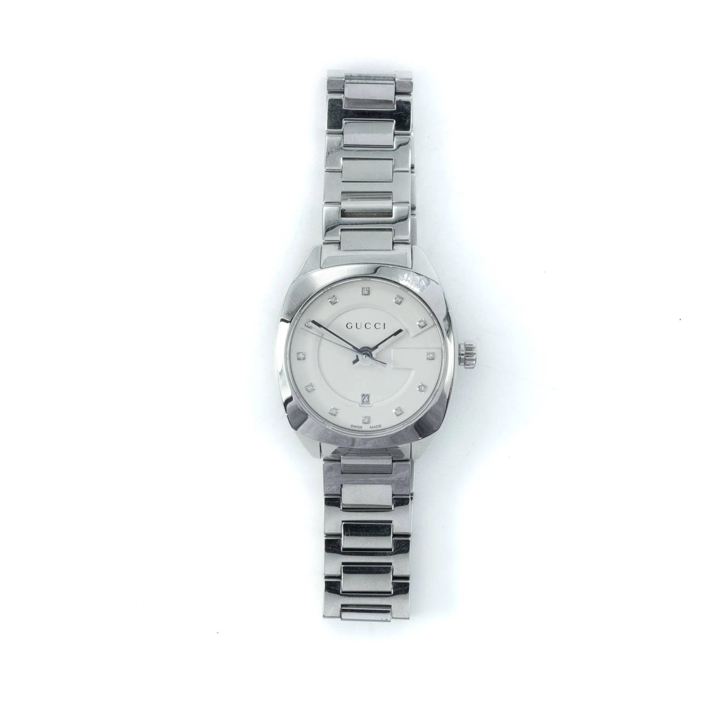 Gucci G Frame GG2570 YA142504 Stainless Steel Diamond Dial 29mm Ladies Watch