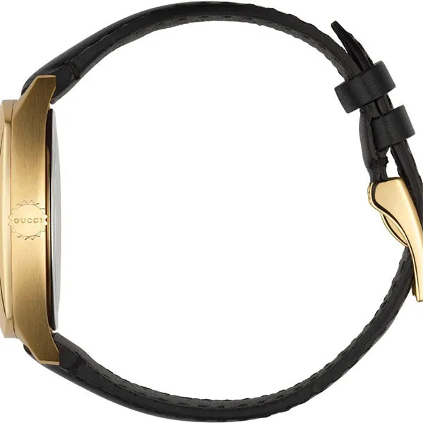 Gucci GG2570 Black Leather Black Dial Quartz Watch for Ladies- GUCCI YA142408
