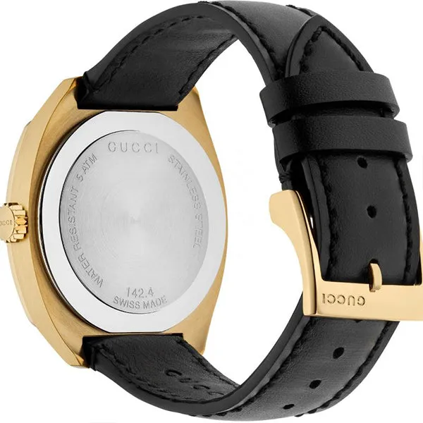 Gucci GG2570 Black Leather Black Dial Quartz Watch for Ladies- GUCCI YA142408