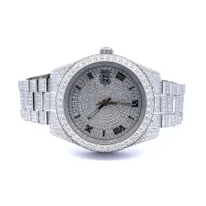HADRIA STEEL RHODIUM MOISSANITE WATCH ICED OUT I 590071