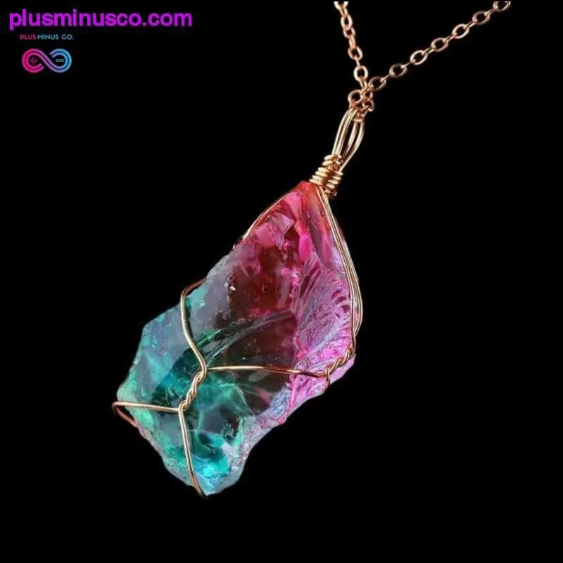 Handmade Natural Rainbow Quartz Crystal Necklace
