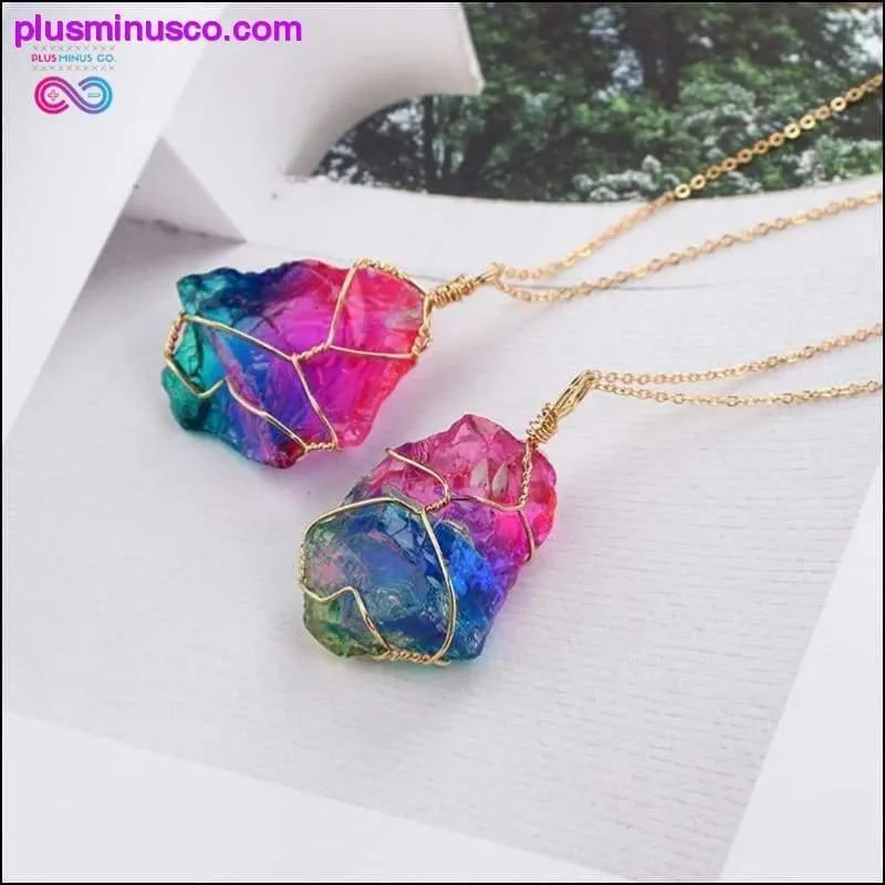 Handmade Natural Rainbow Quartz Crystal Necklace